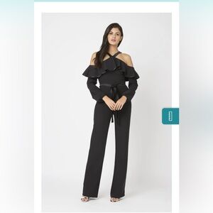 Black Vesper Chic Black Cold-Shoulder Jumpsuit